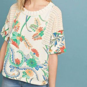 Anthropologie Fabiola Floral Pullover Sz XS